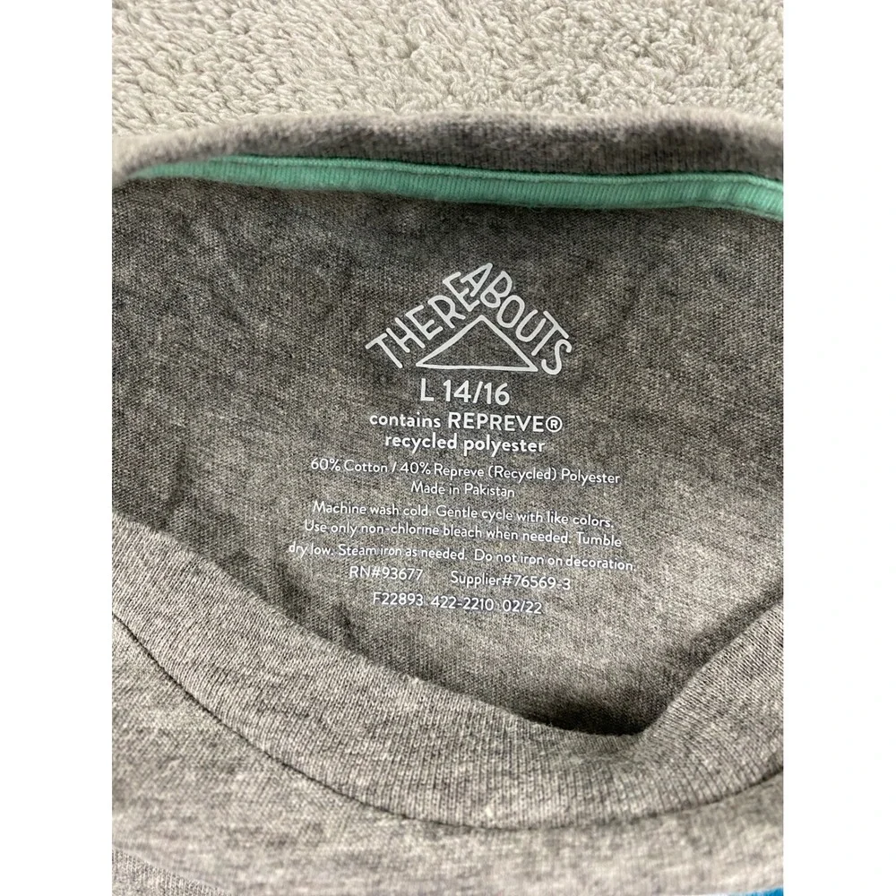 Thereabouts Kids Grey Gamer Graphic Tee Shirt Short Sleeve Size L 14/16‎ NWT